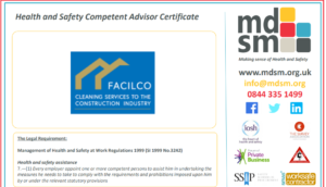 Safety Advisor certificate